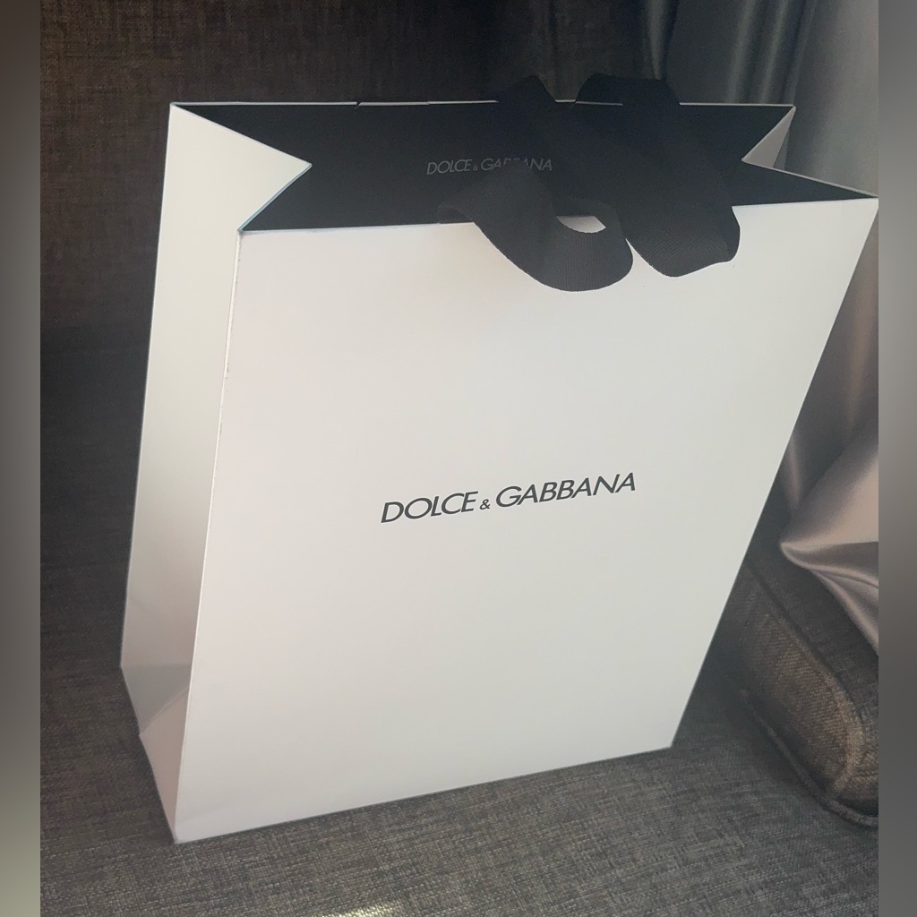 Dolce & Gabbana Medium To Large White Signature Gift Bag With Black Accents